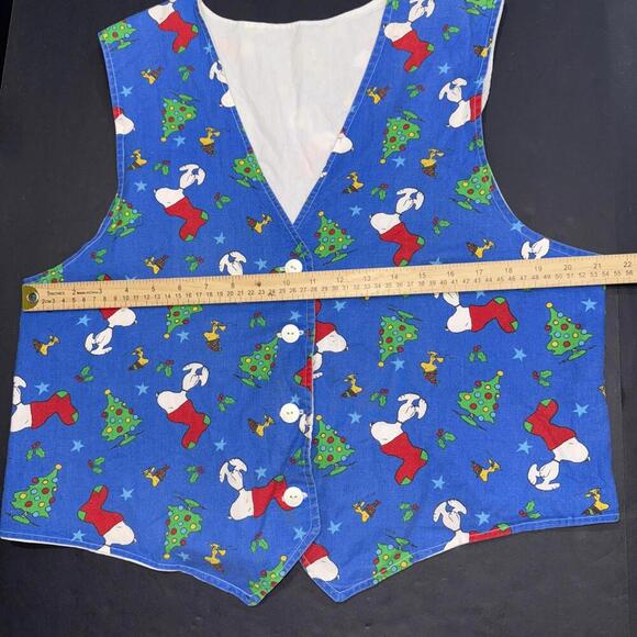 Snoopy Woodstock Handmade Christmas Tree Holly 4 Button Vest - Picture 3 of 10